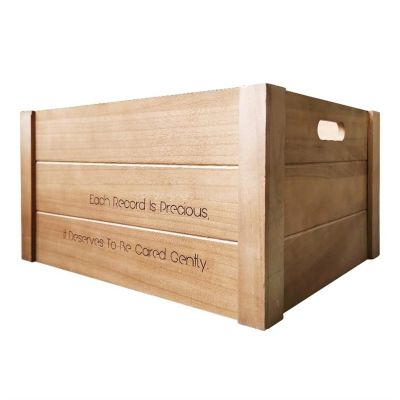 CD Record Storage Rack Vinyl Record Storage Crate, Wooden LP Record Storage Box Album Holder with Handle, Vinyl Record Storage Cube, Holds up to 90 Albums Record Storage Holder (Color : A)