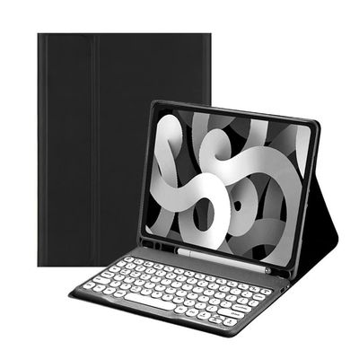 HENGHUI Keyboard Case for Galaxy Tab S9 FE+ / Tab S10+ / Tab S9+ / Tab S8+ /S7+/S7 FE 12.4 inch Detachable Magnetic Color Keyboard Cover Cute Round Key,Black+White