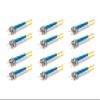 SpeedyFiberTX 6-Pack 1 Foot ST/U to ST/U Fiber Optic Patch Cable, Blue and White Boots, Corning SMF-28 Ultra Single-Mode 9/125um Optical Fiber, Duplex Yellow Riser OFNR Cable Jacket view 1