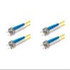 SpeedyFiberTX 2-Pack 50 Meter ST/U to ST/U Fiber Optic Patch Cable, Blue and White Boots, Corning SMF-28 Ultra Single-Mode 9/125um Optical Fiber, Duplex Yellow Riser OFNR Cable Jacket view 1