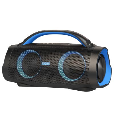 DOSS Extreme Boom Pro Loud Bluetooth Speaker with 100W Stereo Sound, Extra Bass, 20H Playtime, Party-Sync Led Lights, Built-in Power Bank, IPX6 Waterproof for Outdoor, Camping, Travel-Blue