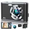 4K Digital Camera, 48MP Autofocus Kids Camera Selfie with Front and Rear Dual Lenses, 32GB Card, 2 Batteries, 16X Digital Zoom, Compact Travel Vlogging Video Camera for Kid Teen Beginner(Deep Black) view 1
