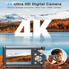 4K Digital Camera, 48MP Autofocus Kids Camera Selfie with Front and Rear Dual Lenses, 32GB Card, 2 Batteries, 16X Digital Zoom, Compact Travel Vlogging Video Camera for Kid Teen Beginner(Deep Black) view 3