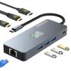 ANZGO Laptop USB C Docking Station Dual Monitor, USB C to Dual HDMI Adapter with Dual 4K@60Hz HDMI, 4K@60Hz DP, Max 100W PD, 3 USB3.0 Ports, 1000M Ethernet, for Dell XPS/HP/Lenovo/Surface/MacBook view 1