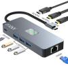 ANZGO Laptop USB C Docking Station Dual Monitor, USB C to Dual HDMI Adapter with Dual 4K@60Hz HDMI, 4K@60Hz DP, Max 100W PD, 3 USB3.0 Ports, 1000M Ethernet, for Dell XPS/HP/Lenovo/Surface/MacBook view 2