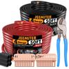Jeemiter 4 AWG Amplifier Wiring Kit with Free Cable Cutter - 50ft Red & 50ft Black (100ft Total) | Big Power & Ground Cable for Stereo, Big 3 Upgrade, Solar view 1