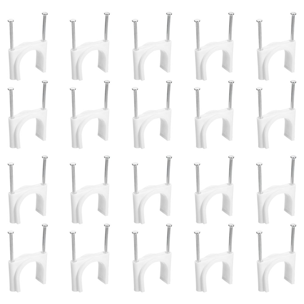 uxcell Cable Clips with Steel Nail, 50Pcs 30mm/1.18" Plastic Cable Wire Clips, Ethernet Cable Clips Nail in Cable Clips for Home Wires Cables Cords Management, White