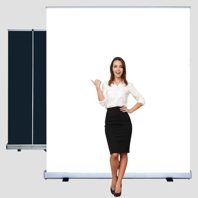 60" x72-90 Large Retractable White Backdrop Screen Portable Collapsible Panel Photo White Background with Stand for Video Conference, Photographic Studio, Streaming