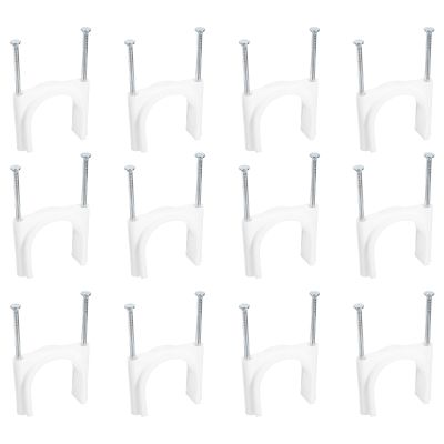 uxcell Cable Clips with Steel Nail, 12Pcs 40mm/1.57" Plastic Cable Wire Clips, Ethernet Cable Clips Nail in Cable Clips for Home Wires Cables Cords Management, White
