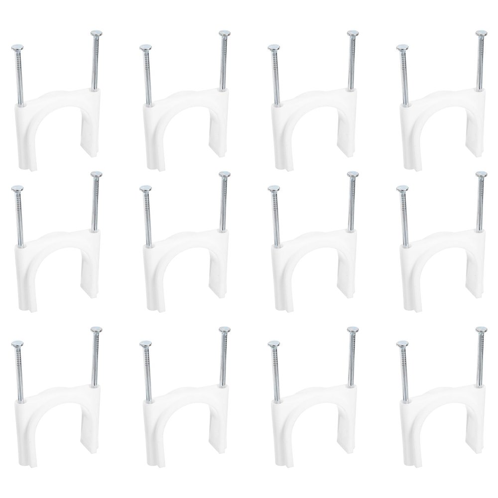 uxcell Cable Clips with Steel Nail, 12Pcs 40mm/1.57" Plastic Cable Wire Clips, Ethernet Cable Clips Nail in Cable Clips for Home Wires Cables Cords Management, White