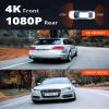 Kingslim Dash Cam Front and Rear 4K, Car Dash Camera for Cars with Free 64GB Card, 3 Inch Touchscreen, Front and Back Dashcam Built-in WiFi GPS, Night Vision, Parking Monitor, Smart App view 2