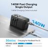 MOMAX 5-in-1 Universal Travel Adapter, GaN 140W International Power Adapter, 3 USB-C PD Fast Charging & 1 USB-A QC, 1 AC, All-in-one International Plug Adapter for Travel European UK AUS JP view 2