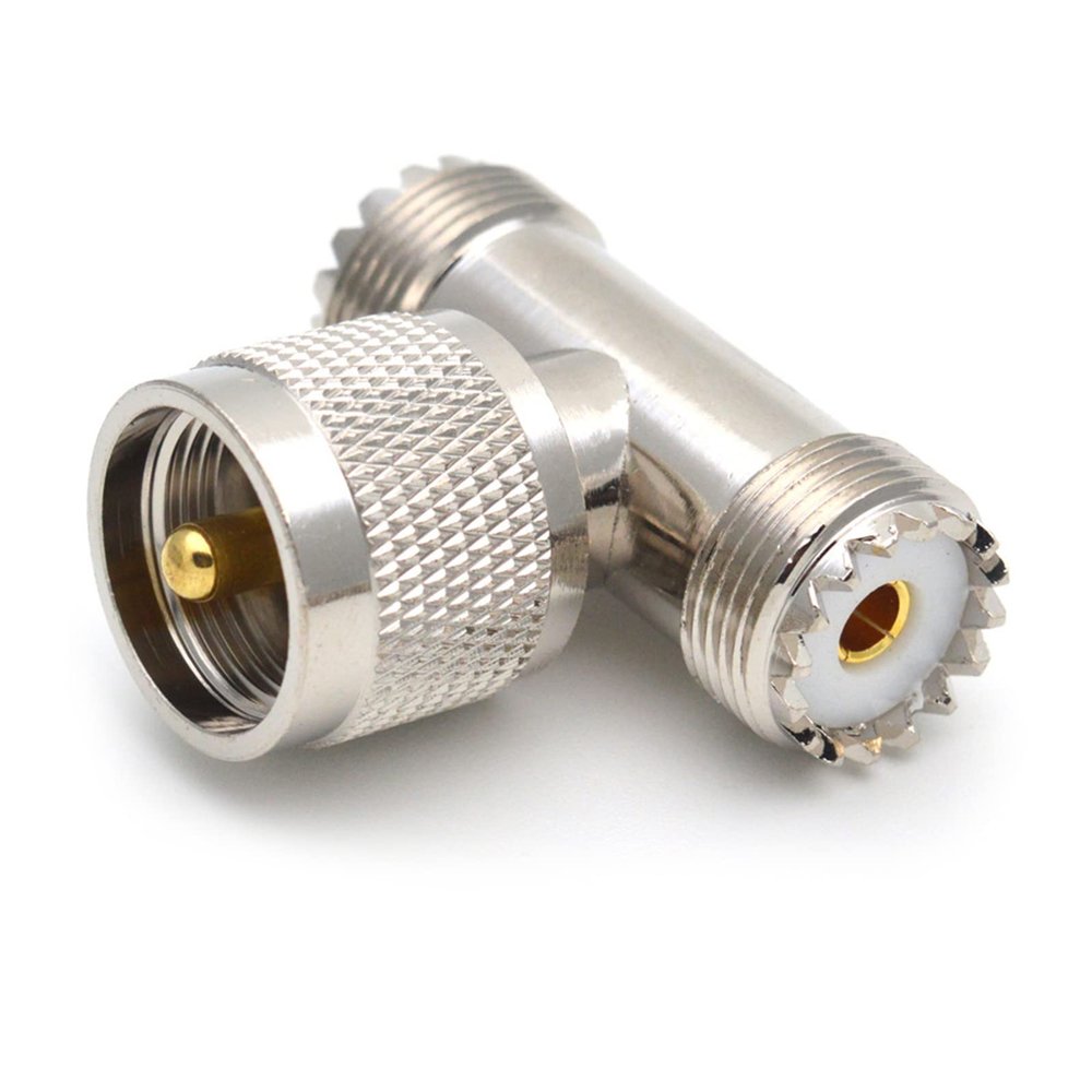 Yuly RF Coaxial Adapter Connector Kit Male to 2X Female UHF PL-259 SO-239 M/F Adapter for Extension Cable Antenna CCTV Male to Double Female