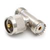 Yuly RF Coaxial Adapter Connector Kit Male to 2X Female UHF PL-259 SO-239 M/F Adapter for Extension Cable Antenna CCTV Male to Double Female view 1