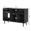 Record Player Stand with Charging Station & USB Ports, Mid-Century Turntable Stand Table Holds Up to 300 Albums, Vinyl Record Storage Cabinet with Wood Legs for Living Room Office (Black) view 2