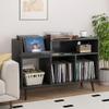 Record Player Stand with Charging Station & USB Ports, Mid-Century Turntable Stand Table Holds Up to 300 Albums, Vinyl Record Storage Cabinet with Wood Legs for Living Room Office (Black) view 3