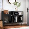 Record Player Stand with Charging Station & USB Ports, Mid-Century Turntable Stand Table Holds Up to 300 Albums, Vinyl Record Storage Cabinet with Wood Legs for Living Room Office (Black) view 4