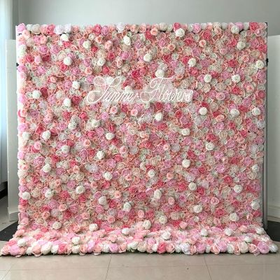 Rose Flower Wall Floral Arrangement Flower Wall Panel Set, Artificial Wall Flower Backdrop 3D Silk Hydrangea Rose Floral Panel for Photo Background Home Party Wedding Backdrop (Size : 2x2m/6.5x6.5FT