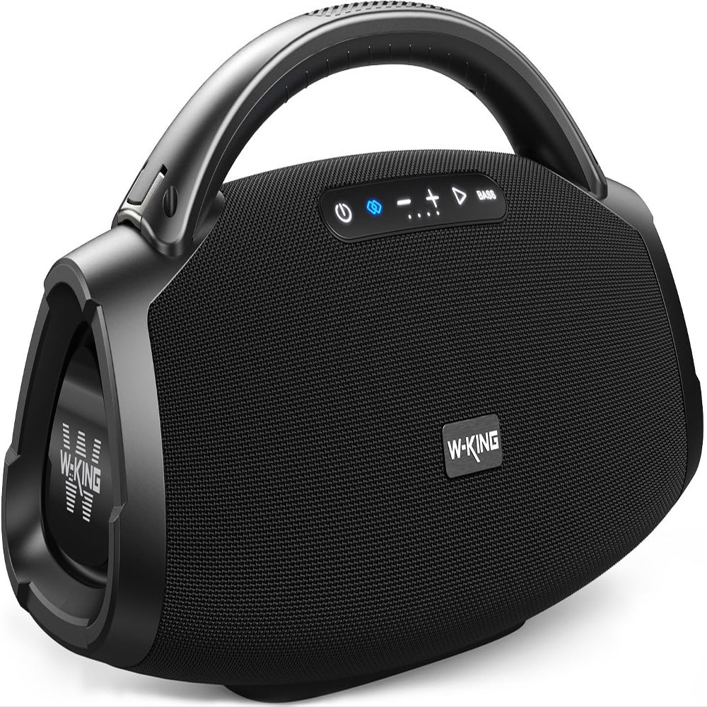 330W Peak Loudest Boom Box, 7.5" Subwoofer/2.1Ch/IPX7 Waterproof, 200W RMS Party Large Bluetooth Speaker Wireless with 2 Woofers/DSP/BT5.4/APP/Fast Charge/OTG/AUX/Guitar-in, Massive Bass for Outdoors