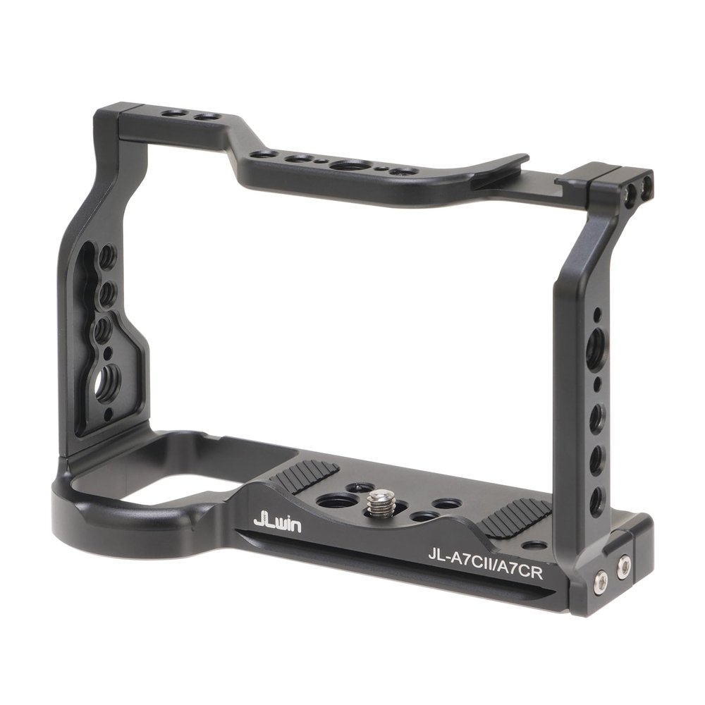 FocusFoto Camera Cage for Sony Alpha A7CR (ILCE-7CR) and A7CII (ILCE-7CM2) Mirrorless Camera, Aluminium Video Vlogging Rig with Cold Shoe, 1/4"-20 Screw Mount, 3/8"-16 Locating Holes for Arri Grip