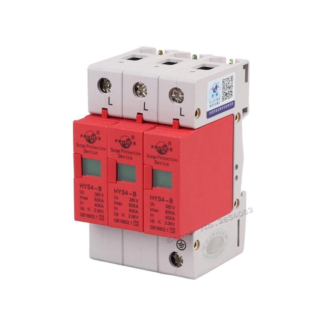 KHiry 385V 40KA~80KA 3 P 3 Pole SPD House Surge Protector Protective Low-Voltage Arrester Device HYS4-B/ 50hz/60hz din Rail