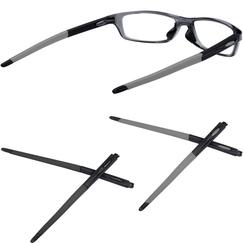 MYCOURAG 2 Pairs Replacement Temples Arms Legs Compatible with Oakley Crosslink Pitch Series Glasses - Black&Grey