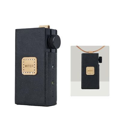 MITER Case for Astell&Kern AK HB1, Handmade Italy Artificial PU Leather Cover with Necklace Cord for AK-HB1 (Black)