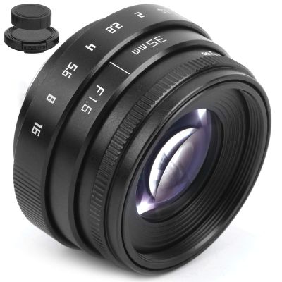 35mm F1 6 C Mount Large Aperture Manual Portrait Camera Lens, Manual Centre Lens, Portrait Lens, C Mount Lens, MC Multilayer Coating, Compact Design (Black)
