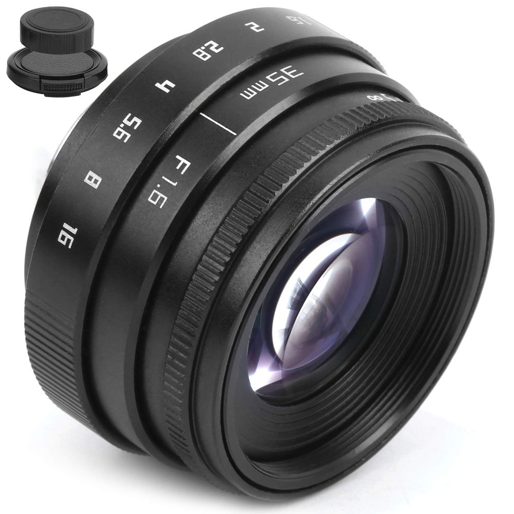 35mm F1 6 C Mount Large Aperture Manual Portrait Camera Lens, Manual Centre Lens, Portrait Lens, C Mount Lens, MC Multilayer Coating, Compact Design (Black)
