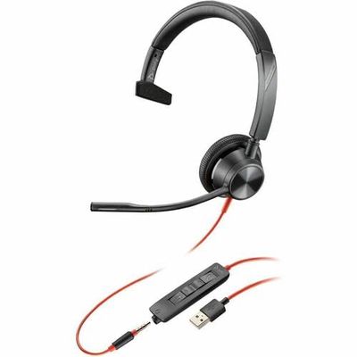 Poly Blackwire 3315 USB-A Headset TAA - Microsoft Teams Certification - Mono - Mini-phone (3.5mm), USB Type A - Wired - 32 Ohm - 20 Hz - 20 kHz - On-ear - Monaural - Ear-cup - 7 ft Cable - Omni-direct