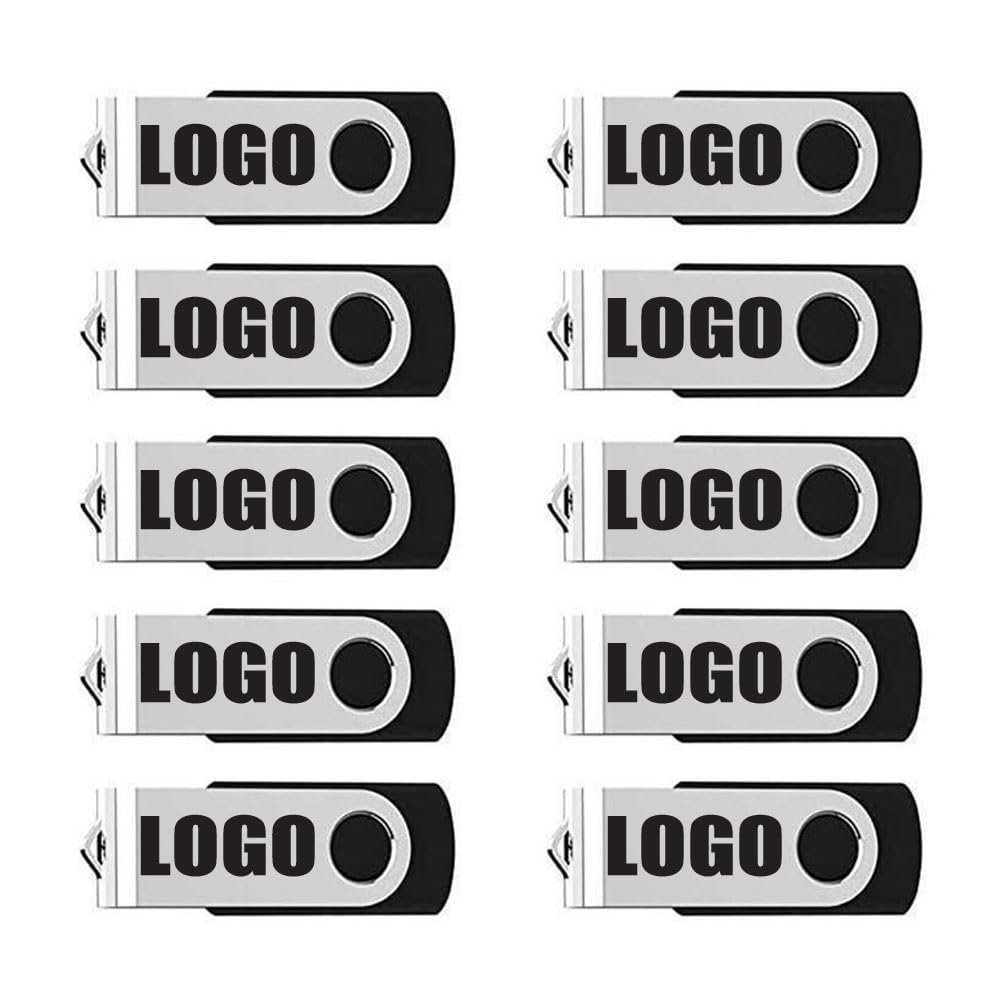 10 Pack USB Flash Drive Free Customized Personalized Logo, Custom Name USB 2.0 Metal Portable Disc, USB Thumb Drive Memory Stick Customized Logo for Company Advertising Individuals (64, GB)