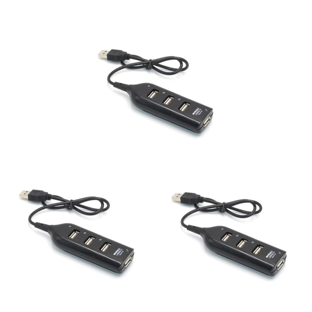 jojofuny 3pcs 4 4-Port USB 2.0 Hub for Slim USB Multi Port Expander Black Color