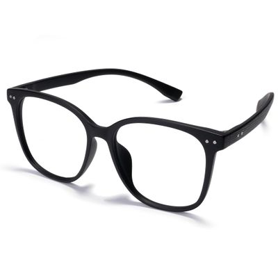 ZanyLen Blue Light Blocking Glasses Oversized Women/Men Computer Gaming Glasses Square Lightweight TR90 Full Vintage Black Frame Anti Glare/UV400 Clear Lens