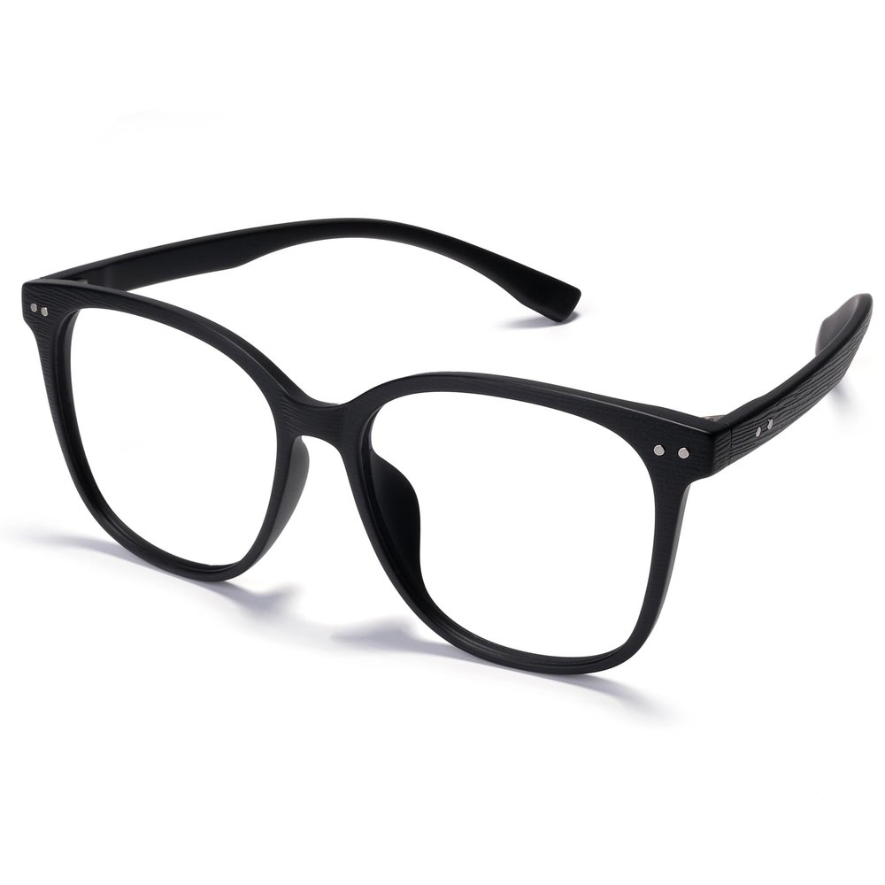 ZanyLen Blue Light Blocking Glasses Oversized Women/Men Computer Gaming Glasses Square Lightweight TR90 Full Vintage Black Frame Anti Glare/UV400 Clear Lens