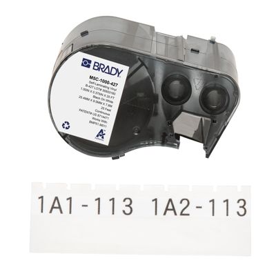 Brady Self-Laminating Vinyl Label Tape for Label Printer BMP51/BMP53/M511 - Self Adhesive Printer Labels - Black on White, Transparent (25,40 mm (W) x 7,62 m (L)) - M5C-1000-427