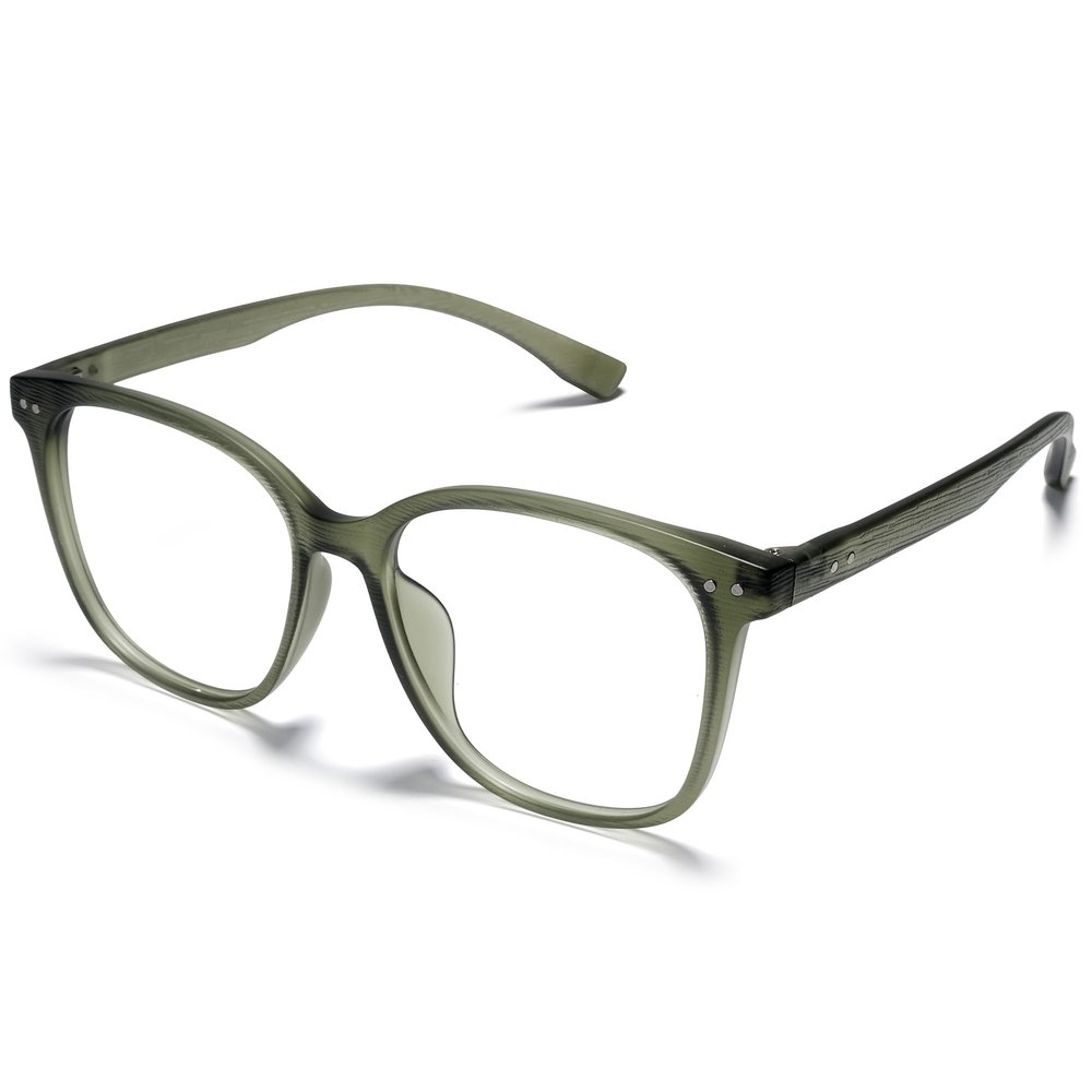 ZanyLen Blue Light Blocking Glasses Oversized Women/Men Computer Gaming Glasses Square Lightweight TR90 Full Vintage Green Frame Anti Glare/UV400 Clear Lens