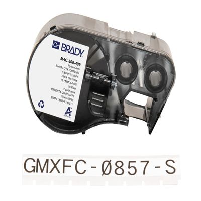 Brady Nylon Cloth Label Tape for Label Printer BMP41/BMP51/BMP53/M511 - Self Adhesive Nylon Fabric Tape - Waterproof Tape Printer Labels - Black on White (12.70mm x 4.88m) - M4C-500-499
