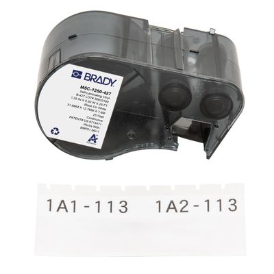 Brady Self-Laminating Vinyl Label Tape for Label Printer BMP51/BMP53/M511 - Self Adhesive Printer Labels - Black on White, Transparent (31,75 mm (W) x 7,62 m (L)) - M5C-1250-427