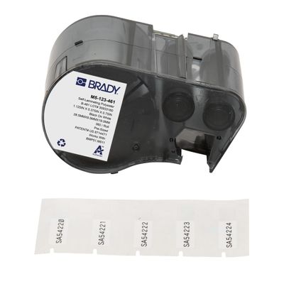 Brady Self-Laminating Polyester Pre-Sized Labels for Label Printer BMP51/BMP53/M511-360 Self Adhesive Printer Labels - Black on White, Transparent (28,58 mm (W) x 9,53 mm (H)) - M5-123-461