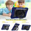 Military-Grade Silicone Cover for Xiaomi Redmi Pad SE 11'' 2023, 360 Rotating Stand with Shockproof Full Body Protective Case, Heavy-Duty Tablet Cover for Kids with Shoulder Strap (Dark Blue) view 4