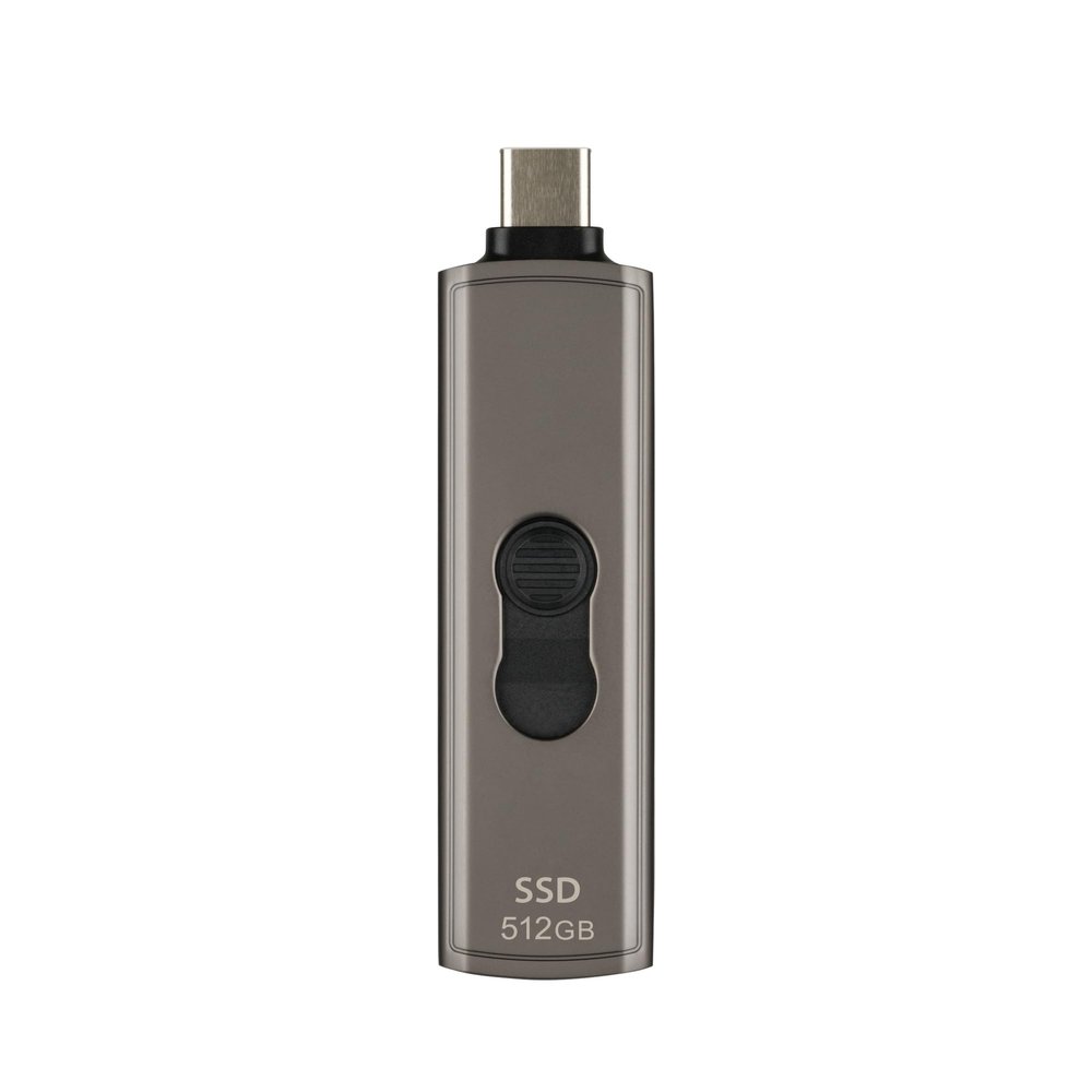 Transcend ESD330 512GB External SSD, Up to 1,050MB/s, Type C USB Flash Drive for iPhone17/16/15/iPad/Mac/Windows/Android/Tablet/PC/Gaming Console, Portable SSD with Retractable Connector Metal Case