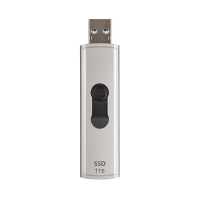 Transcend 1TB External SSD, USB 3.2 Gen2, Up to 1,050MB/s, Portable SSD with Type A, Retractable Connector Metal Case, for Notebook, Desktop, Smart TV, Silver