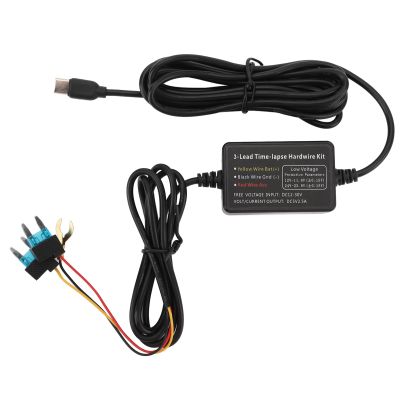 Akozon Dash Cam Hardwire Kit, Type C Dash Cam Hard Wire Kit Dash Camera Charging Power Cord 12V30V to 5V Dash Camera Power Cord for Power Supply and More