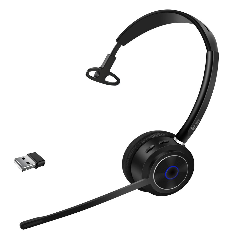 TruVoice BT75 Wireless Bluetooth Headset with V5.2 USB Dongle | Noise Suppression Speakers and NC Microphone | Fast Charging with 22 Hour Talk Time - Connects with 2 Devices Simultaneously