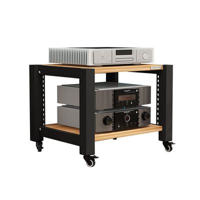 GLigeT Monitor Speaker Stands Audio Bracket Roller TV Bracket Media Components Multi-Layer Audio Bracket Speaker Cabinet 2/3/4 Layer (Light Walnut Wood) Studio Monitor Stand (Size : S1)