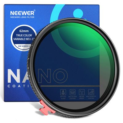 NEEWER 62mm True Colors Variable ND Filter ND2-32 (1-5 Stops) Limited Neutral Density Filter with Putter, Multi Coated HD Optical Glass/No X Cross/Aluminum Frame/Water/Scratch/Fingerprint Resistant