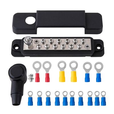 FURREN Point Busbar Bus Bar Power Distribution Block 180A 12V DC Pair Black Red Maximum Voltage 48V DC Rated Current of Each Termi (Color : Black), FURREN688