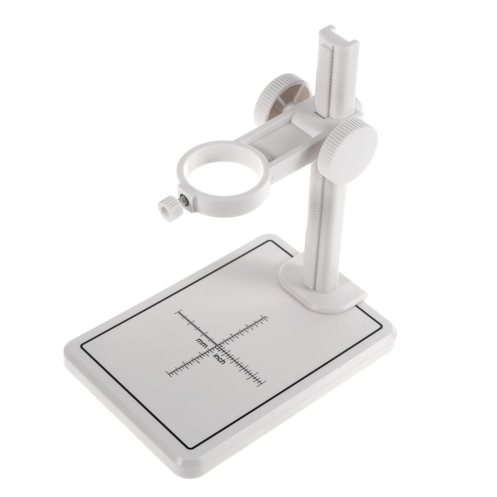 JAGTRADE Microscope Stand Plastic Adjustable Base Stand Holder Desktop Support Bracket for USB Digital Microscope Endoscope Magnifier Camera, 146x140x100x10mm, White