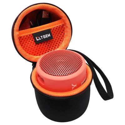 LTGEM Case Compatible with Sony SRSXB13/B/SRS-XB100 / SRS-XB12 Extra Bass Portable Waterproof Speaker, Black+Orange