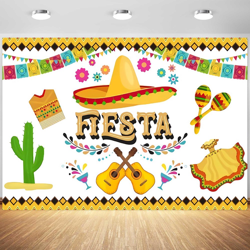 12x8ft Mexican Fiesta Backdrop Summer Festival Cinco De Mayo Photography Background Kids Birthday Party Cake Table Banner Holiday Decoration Wallpaper Photo Booth Props